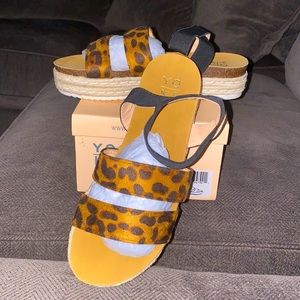 Yoki Chiara Leopard Espadrilles platform sandals size 8 NIB